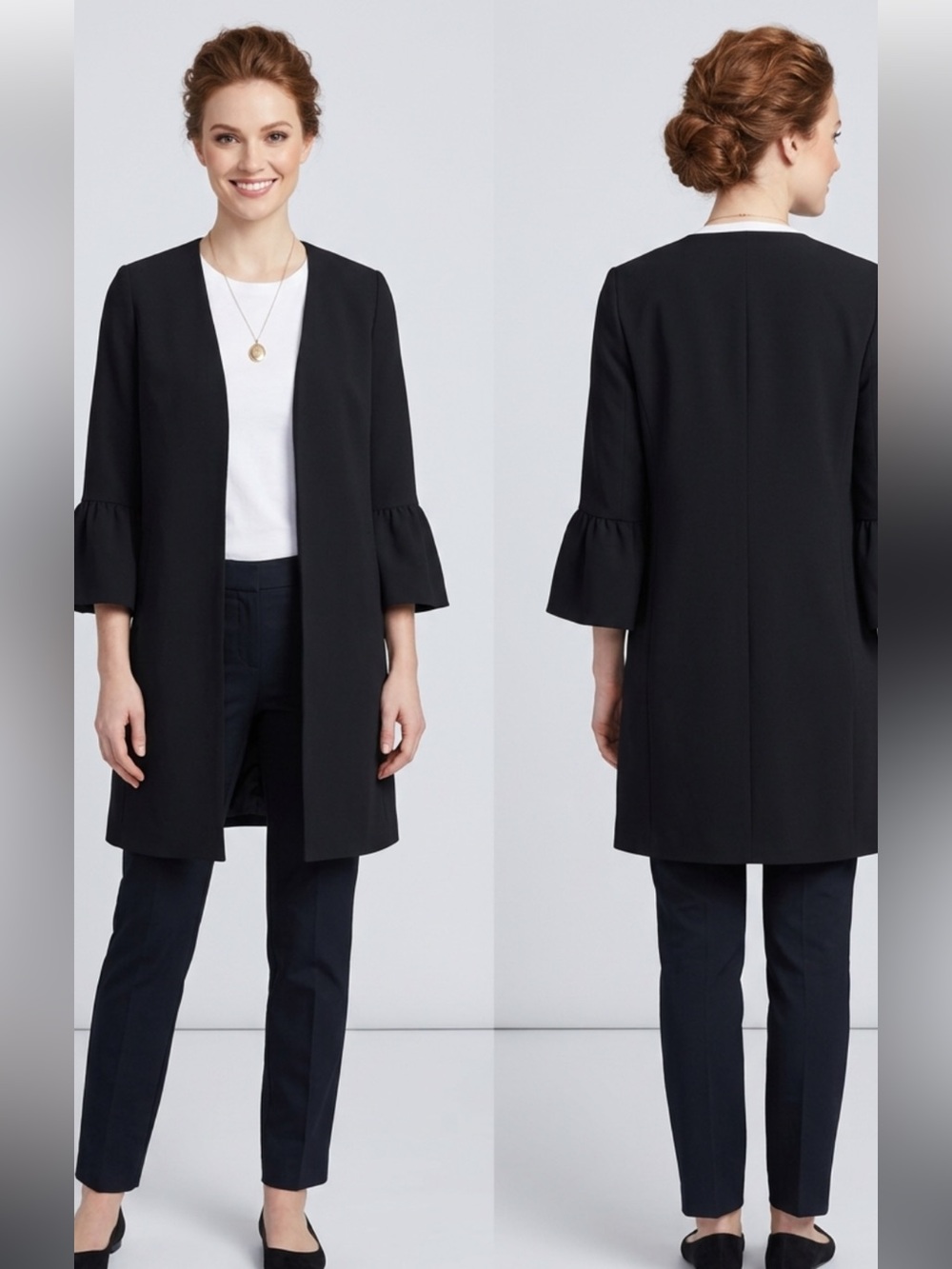 Women's Black Flare Sleeve Blazer size 1O Ann Klein Like New